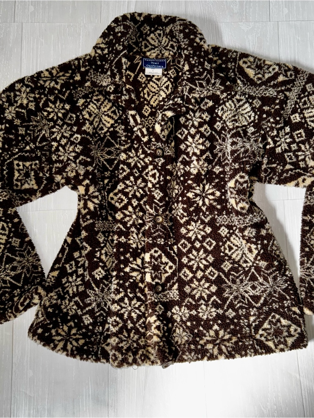 Cozy Brown and Cream Patterned Women's Sherpa Jacket